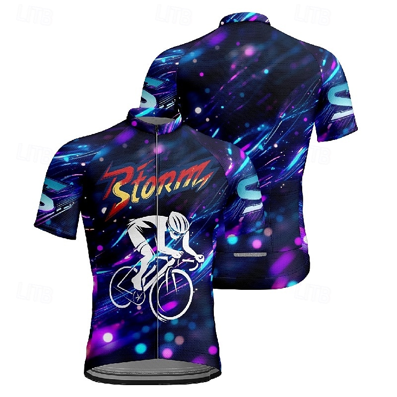 Homme Maillot de cyclisme Manche Courte Cyclisme T-shirt Maillot avec 3 poches arrière VTT Vélo tout terrain Respirant Séchage Rapide Design Anatomique Évacuation de l'Humidité Pourpre foncé Bleu de 2025 ? $25.99 –P10