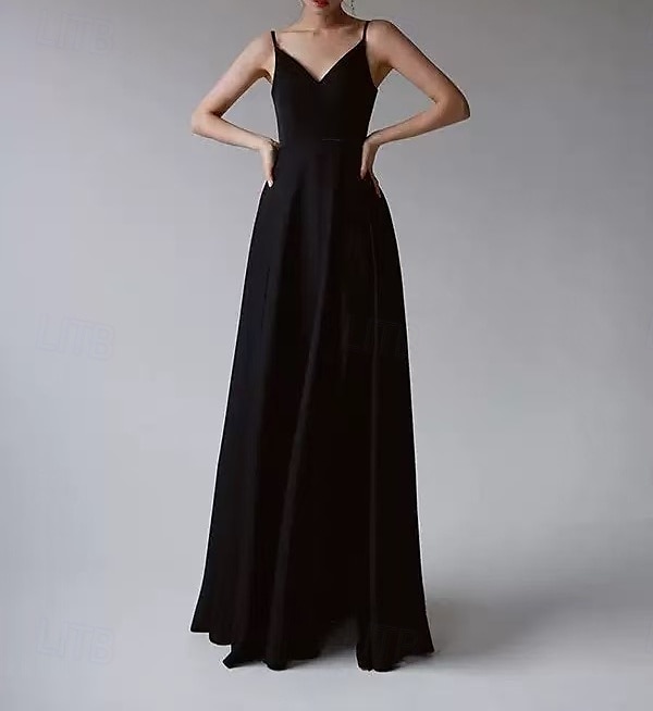 Rochie de Seară A-Line Rochie Elegantă pentru Petrecere de Seară Lungime până la Pământ Fără Mânecă Decolteu în V Bumbac Fără Spate cu Fisură Mâneci Sifonate 2025 - $133.99 –P3