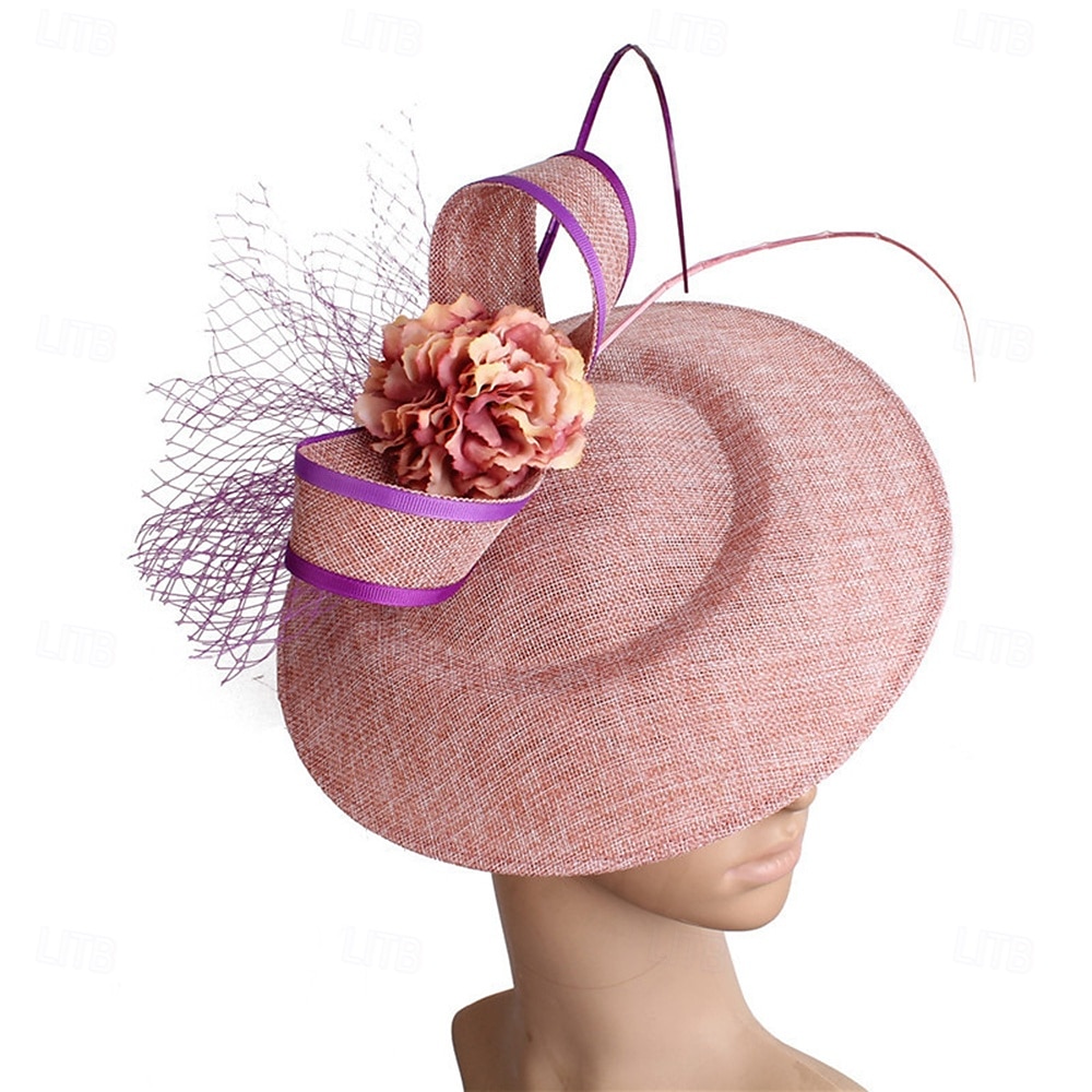 Tocados Lino Artificial Boda Fiesta de Noche Elegante Boda Con Flor Celada Sombreros 2025 - $23.99 –P5