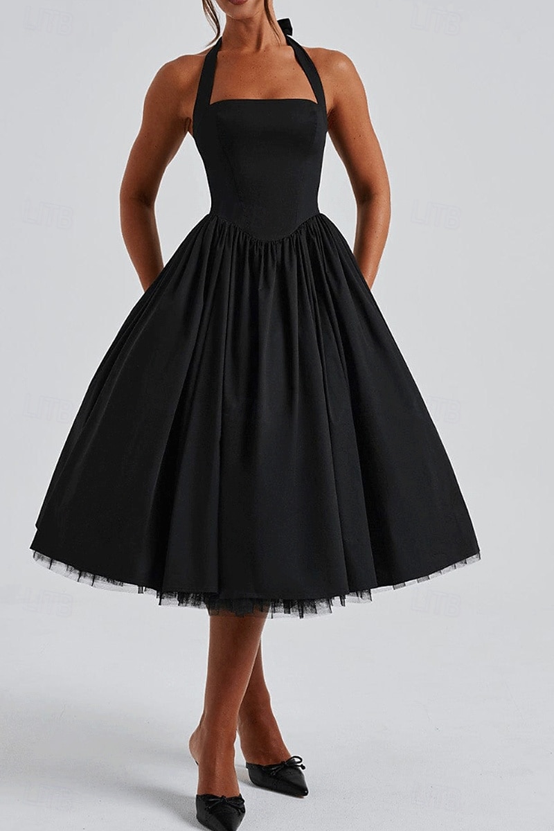 Pentru femei Rochii Midi Rochie albă Rochie de absolvire Modă Modern Zi de Naștere Concediu Absolvire Fit regulat Simplu Fără manșon Gâtul halter Negru Alb Roșu-aprins Vară 2025 - $32.99 –P7
