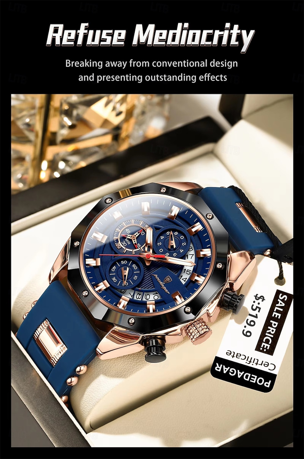 POEDAGAR Fashion Men Watch Waterproof Luminous Chronograph Date Man Wristwatch Silicone Strap Luxury Sports Men's Quartz Watches 2025 - $37.99 –P11