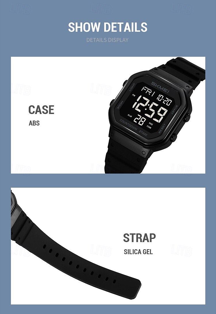 SKMEI Ins Wind Square Multi functional Waterproof Electronic Watch for Male and Female Students 2025 - $28.99 –P15