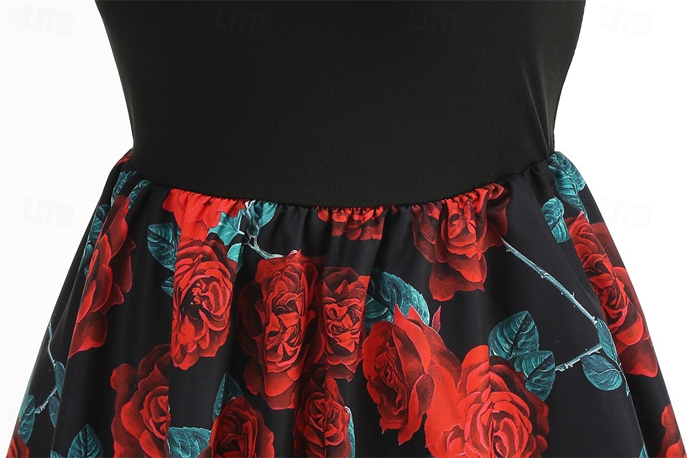 Retró 1950-es Rockabilly Ruhák Swing ruha Virágos Női Farsang Álarcos mulatság Hétköznapi viselet Felnőttek Ruha Hazatérő ruhák 2025 - $21.99 –P7