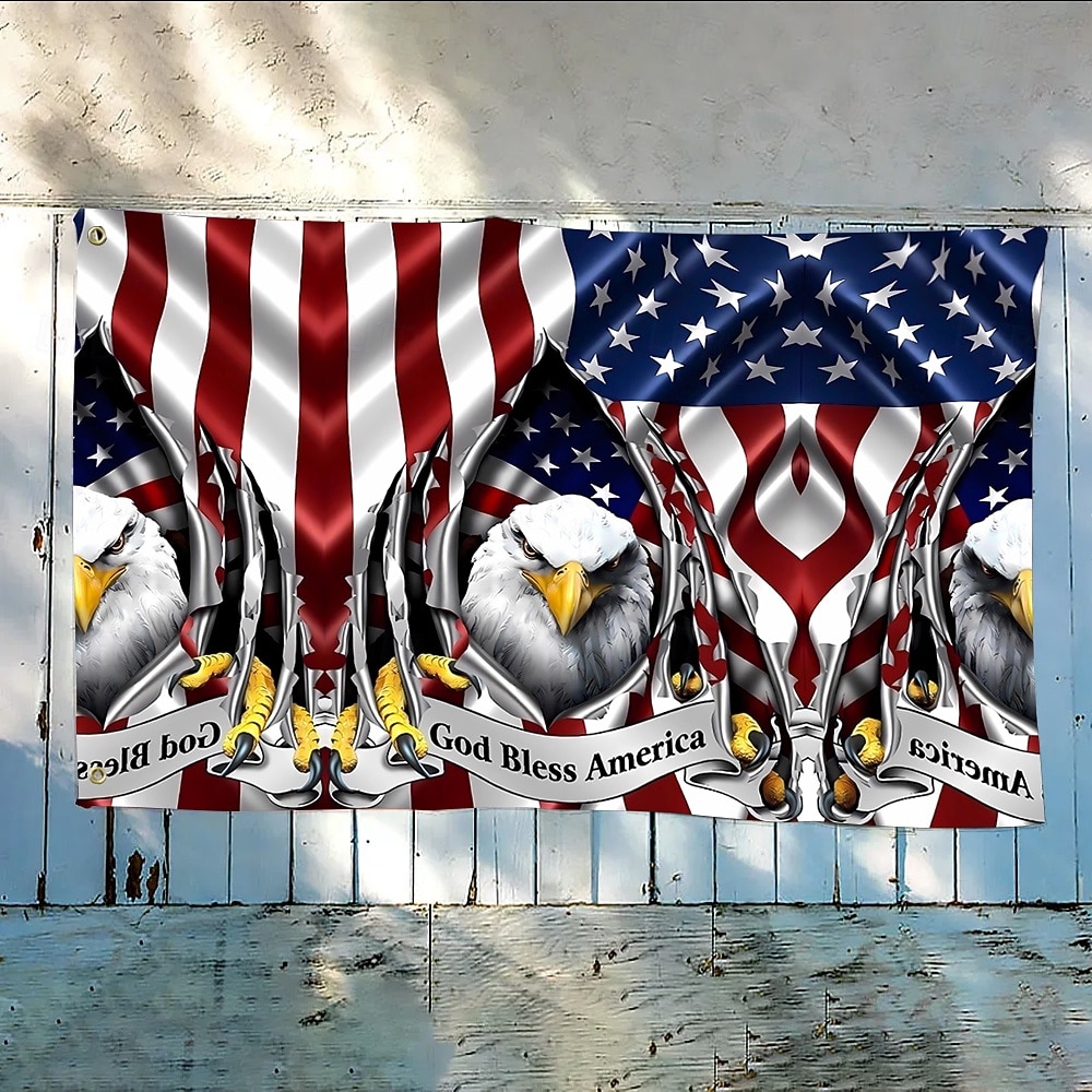 4 juli Utomhus Inomhus Med Öglor Patriotisk Flagga Självständighetsdagen Amerikansk Hus Gård Trädgårdsdekorationer Högtidsbanner Skylt 2026 - $11.99 –P11