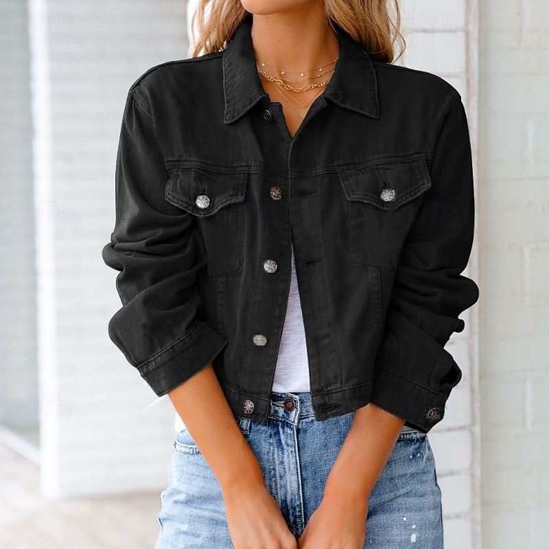 Dame Bluse عادي Stilfull Langermet Skjortekrage Vanlige topper Daglig Ferie Knapper Lomme Svart Hvit Gul Rosa Rød Vår 2025 - $31.99 –P3