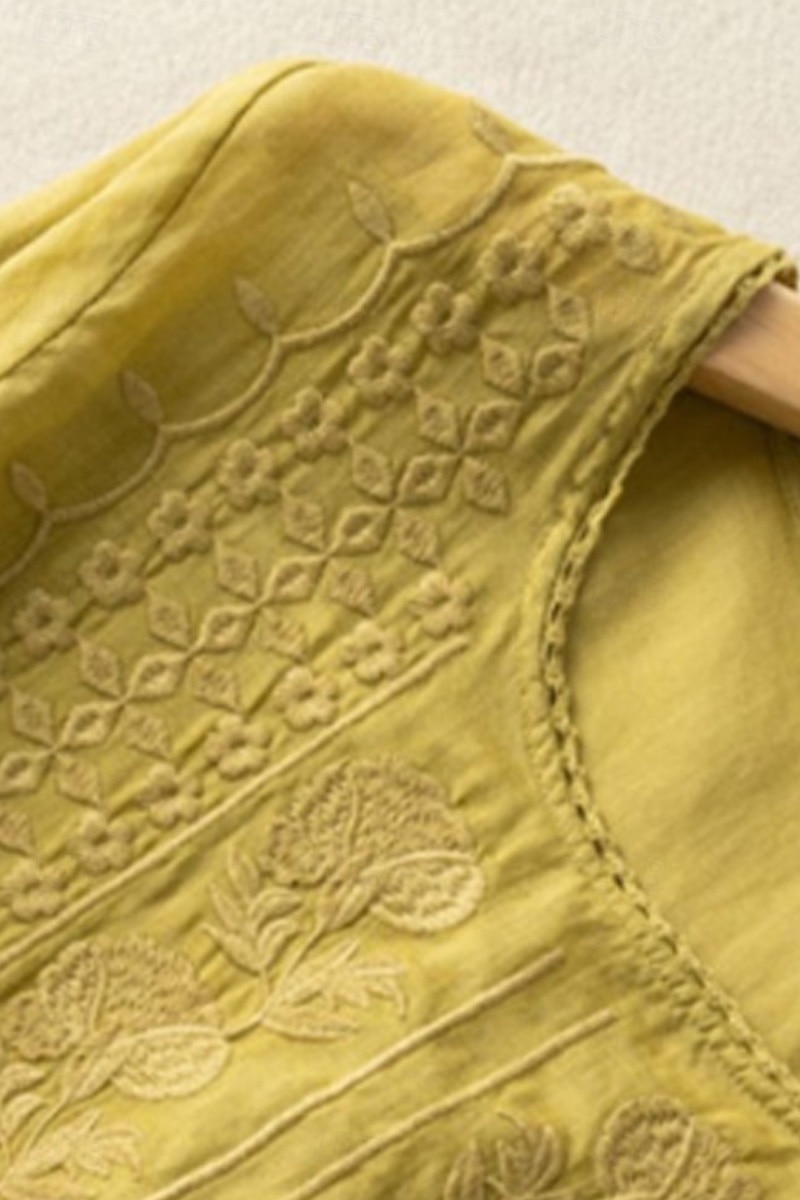 Damen Hemd Bluse Kunstbaumwollleinen Netz Einfach Modern Halbarm Rundhalsausschnitt Normale Oberteile Täglich Ferien Ausgehen Blau Weiß Gelb Purpur Khaki Sommer 2026 - $8.49 –P14