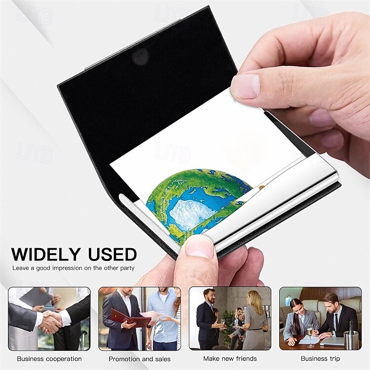 Business Card Holder/ Case Professional PU Leather & Stainless Steel Multi Wallet Credit Card ID Case/Holder 2025 - $9.99 –P5
