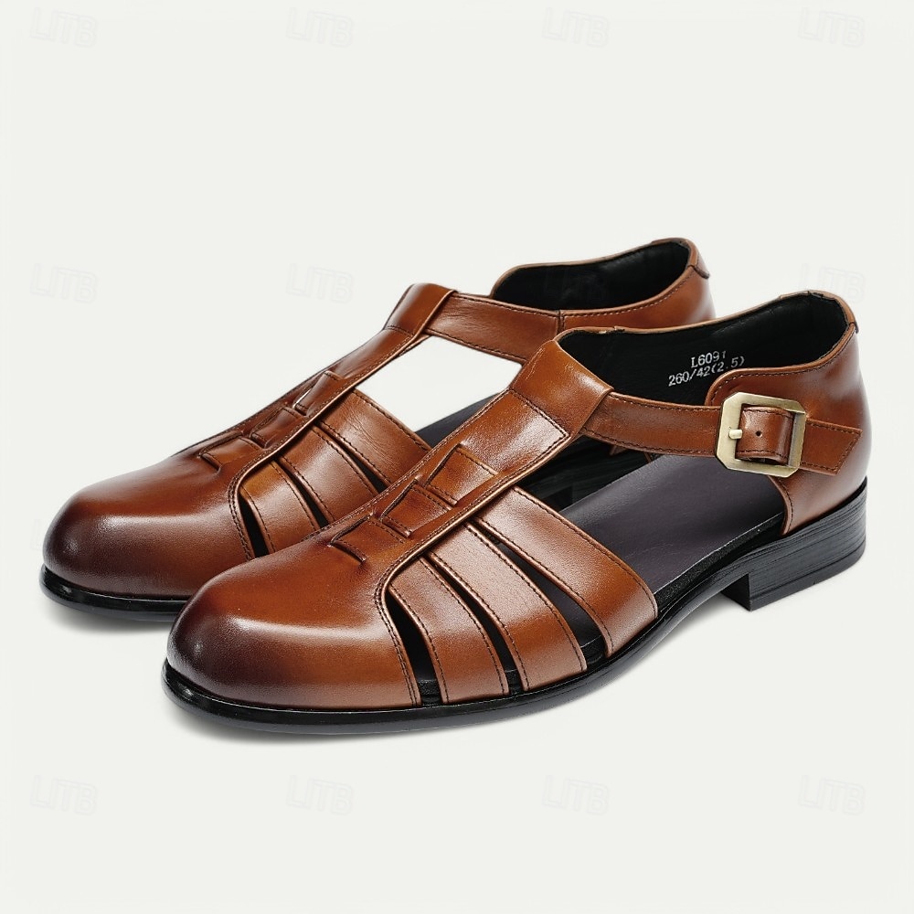 sandali da pescatore in pelle da uomo - sandali estivi traspiranti con punta chiusa per abbigliamento casual e outdoor del 2026 a $109.99 –P3