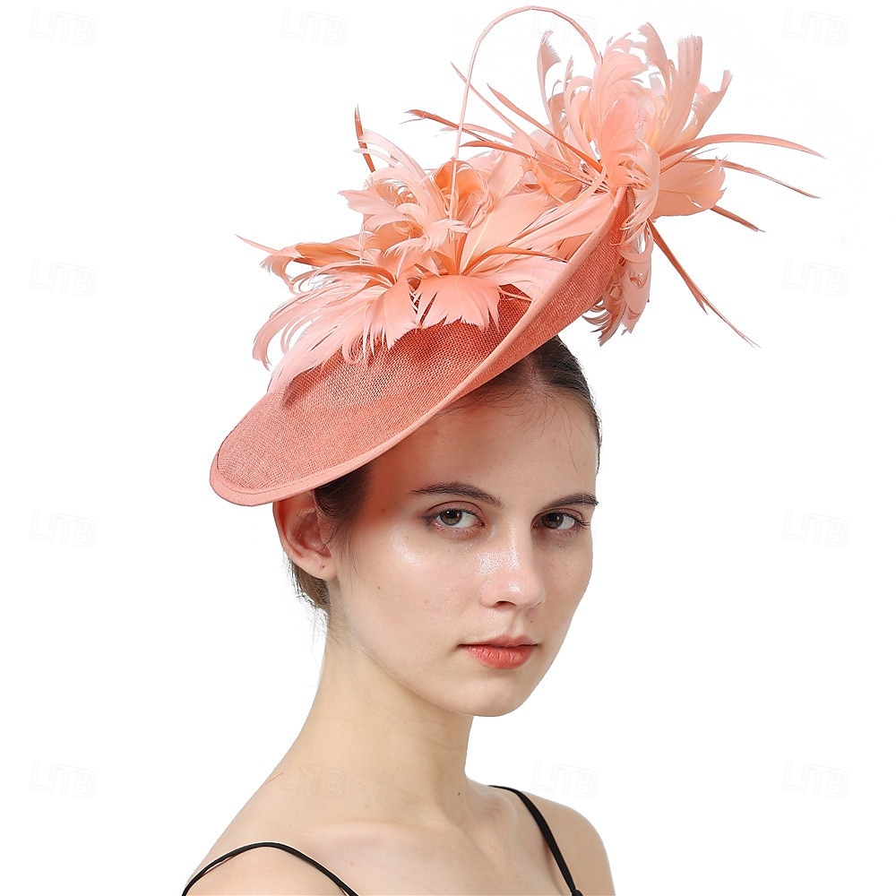 Hedvábí tylu fedora klobouk svatební dostihy elegantní vintage roztomilé s péřovou čelenkou 2025 - $34.99 –P3