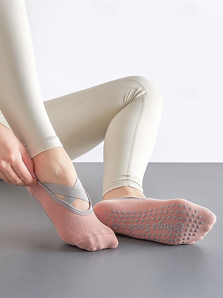 „protiskluzové ponožky na jógu pro ženy – úchopové ponožky inspirované baletem s elastickými pásky, prodyšná bavlna, ideální pro pilates, barre, tanec a cvičení“ 2025 - $9.99 –P1