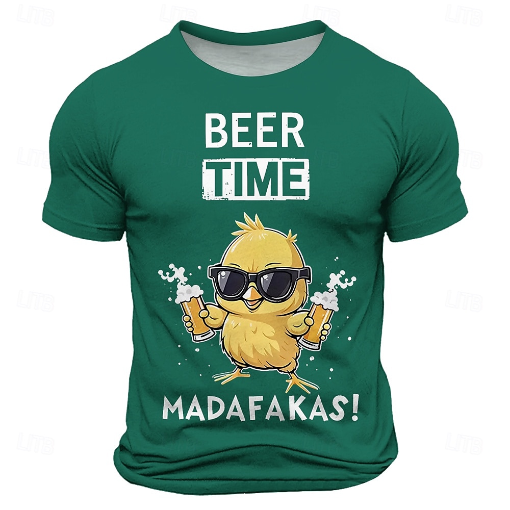 Men's Chick Oktoberfest Beer T Shirt Short Sleeve T shirt 3D Print Crew Neck Shirt Fashion Daily Street Daily Green 1# Blue 2# Black Summer Spring Clothing Apparel S M L XL XXL XXXL 2025 - $19.99 –P7