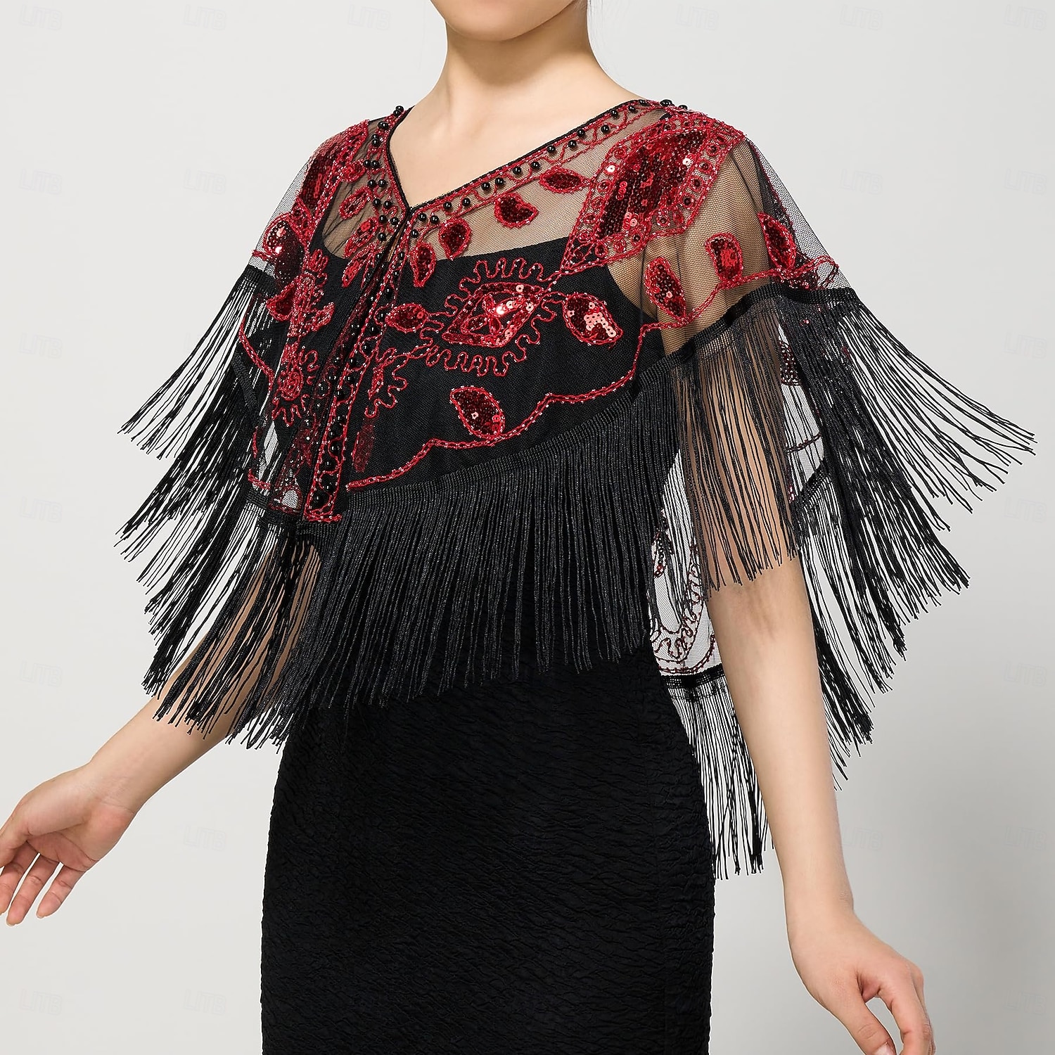 Retro Vintage Roaring 20s 1920s Scarf Wrap Shawls The Great Gatsby Flapper Girl Sequins Tassel Fringe Fancy Dress Women's Carnival Wedding Evening Party Masquerade Adults' Shawl 2025 - $22.99 –P18