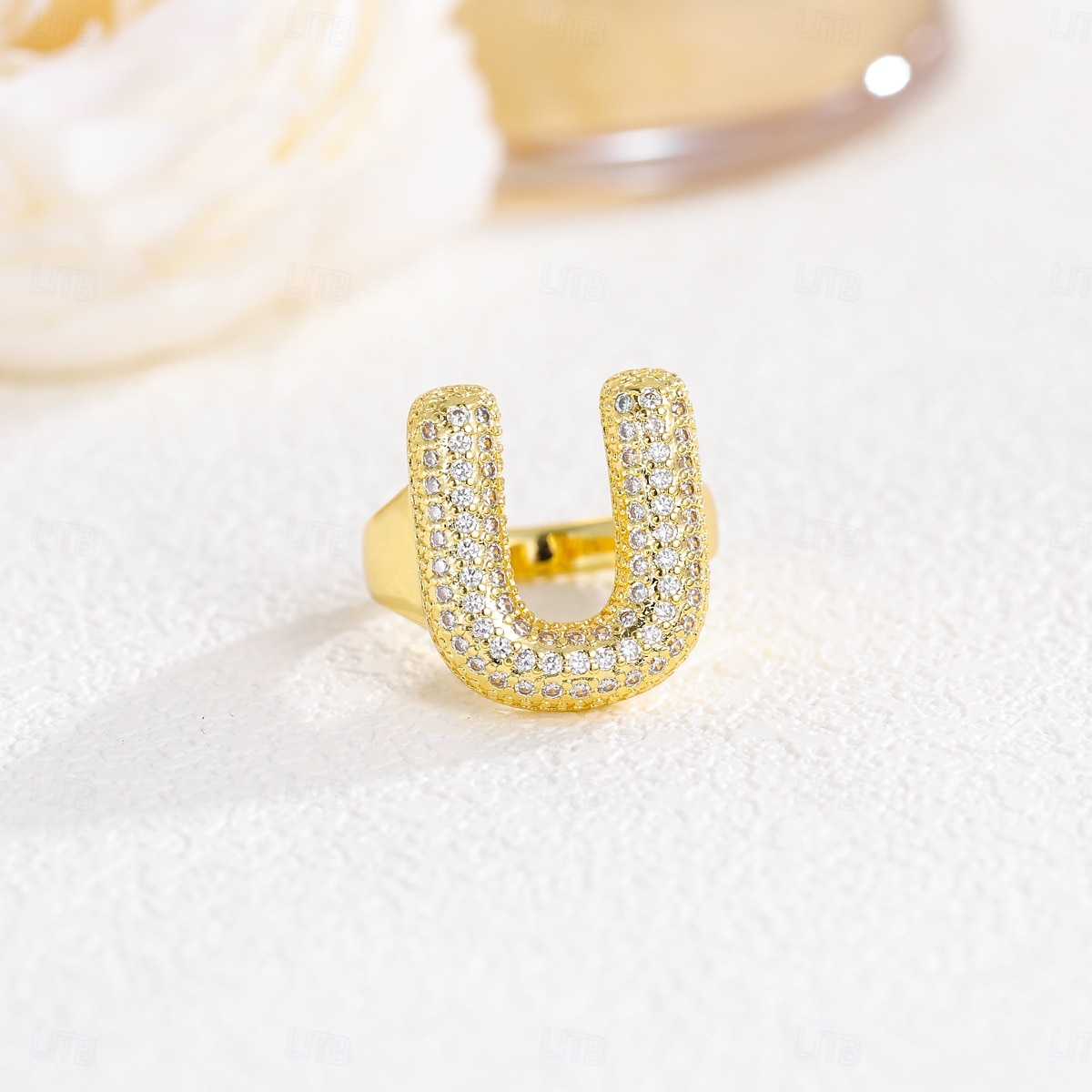Personalized Letter Ring, Gift for Mom, 18K Gold Plated Adjustable Ring, Copper with Zircon, Open Band Initial Ring, Elegant and Stylish Jewelry for Women 2025 - AU $6.89 –P8