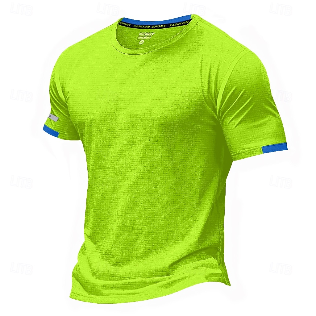 2025年 男性用 Tシャツ マッスルシャツ 半袖 クルーネック 夏 活発的 クラシック スポーツ ランニング ライトブルー ブラック ライトグリーン メンズトップTシャツ  コレクション – $11.49 –P2