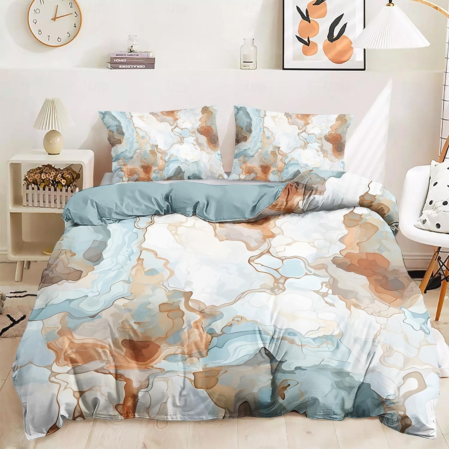 Housse de couette imprimée marbrée taille complète ensemble de literie housse de couette douce et légère avec 2 taies d'oreiller pour l'été et le printemps de 2025 ? $60.99 –P5