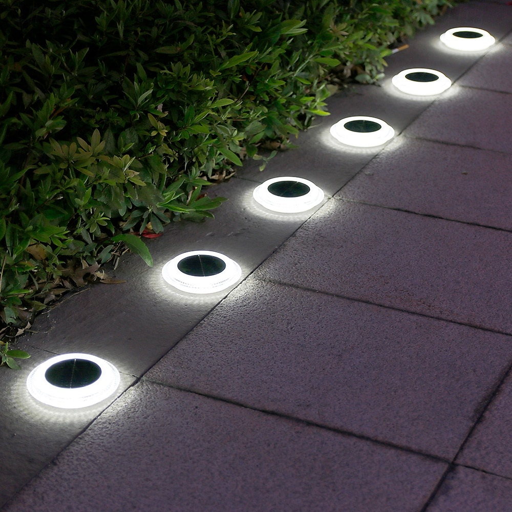 4 יחידות led סולאריות חוץ אורות קרקע אורות ספוט נוף אורות 16 לדים דיסק סולארי אור גן בקרקע אורות מסלול למסלול חצר שביל פטיו תאורת דשא 2025 - $36.99 –P2