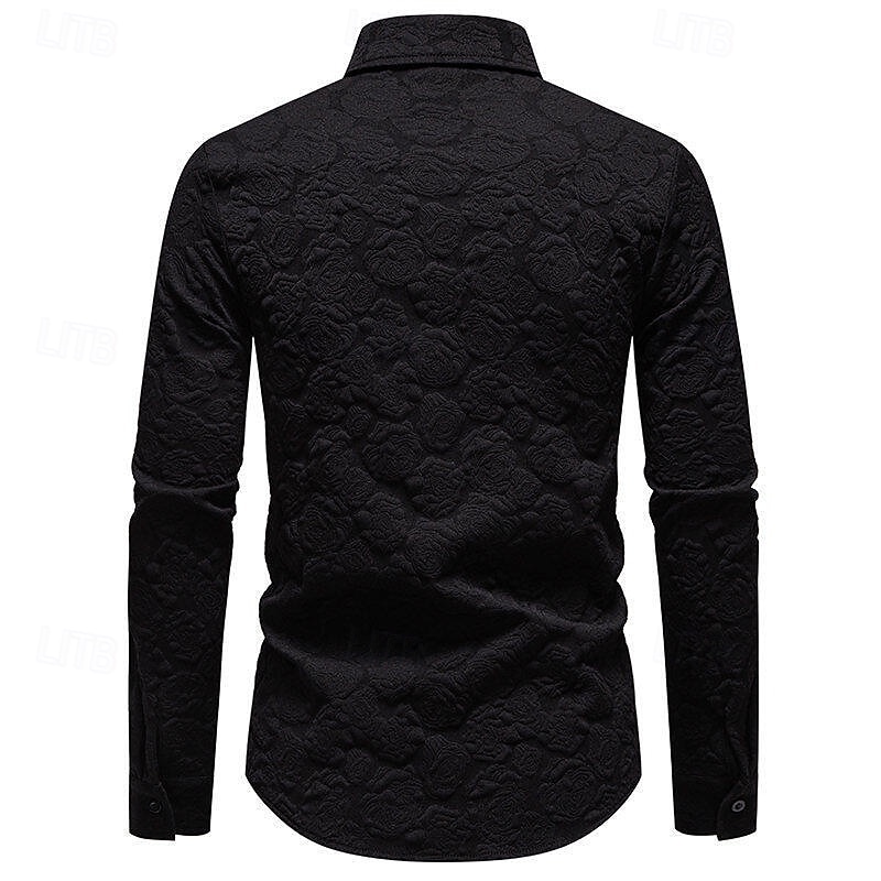 Herr Skjorta Sommarskjorta Casual skjorta Strandskjorta Knapp upp skjorta Svart Vit Långärmad Slät Kavajslag Semester Hawaiisk Jacquard Kläder Polyester Mode Ledigt Bekväm 2026 - $37.99 –P12