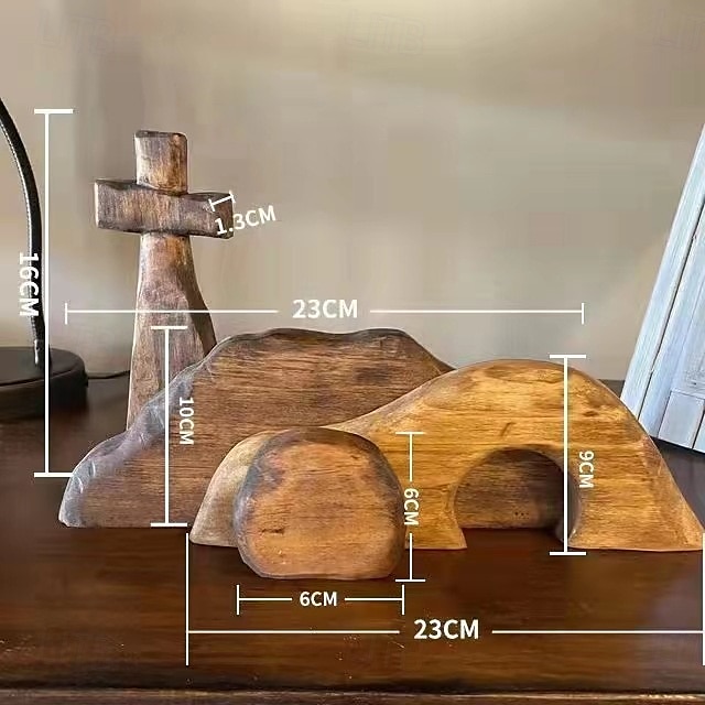 Empty Tomb Easter Scene and Cross Decoration, Wood Easter Resurrection Scene for Tiered Tray, Jesus Nativity Scene Decor for Religious Decorations, Home Office Tabletop, Shelf Decor 2025 - $18.99 –P3