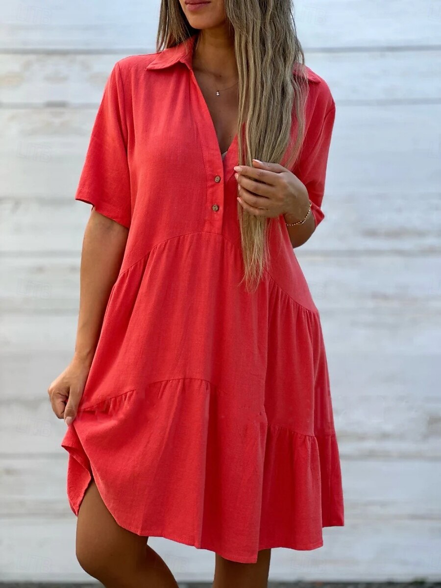 Pentru femei Rochie Mini Rochie albă Rochii Tip Cămașă Rochie casual Rochie de vară Modă Clasic Modern Zilnic Sfârșit de săptămână Fit regulat Simplu Manșon Jumate Guler Cămașă Negru Alb Roșu-aprins 2025 - $21.99 –P3