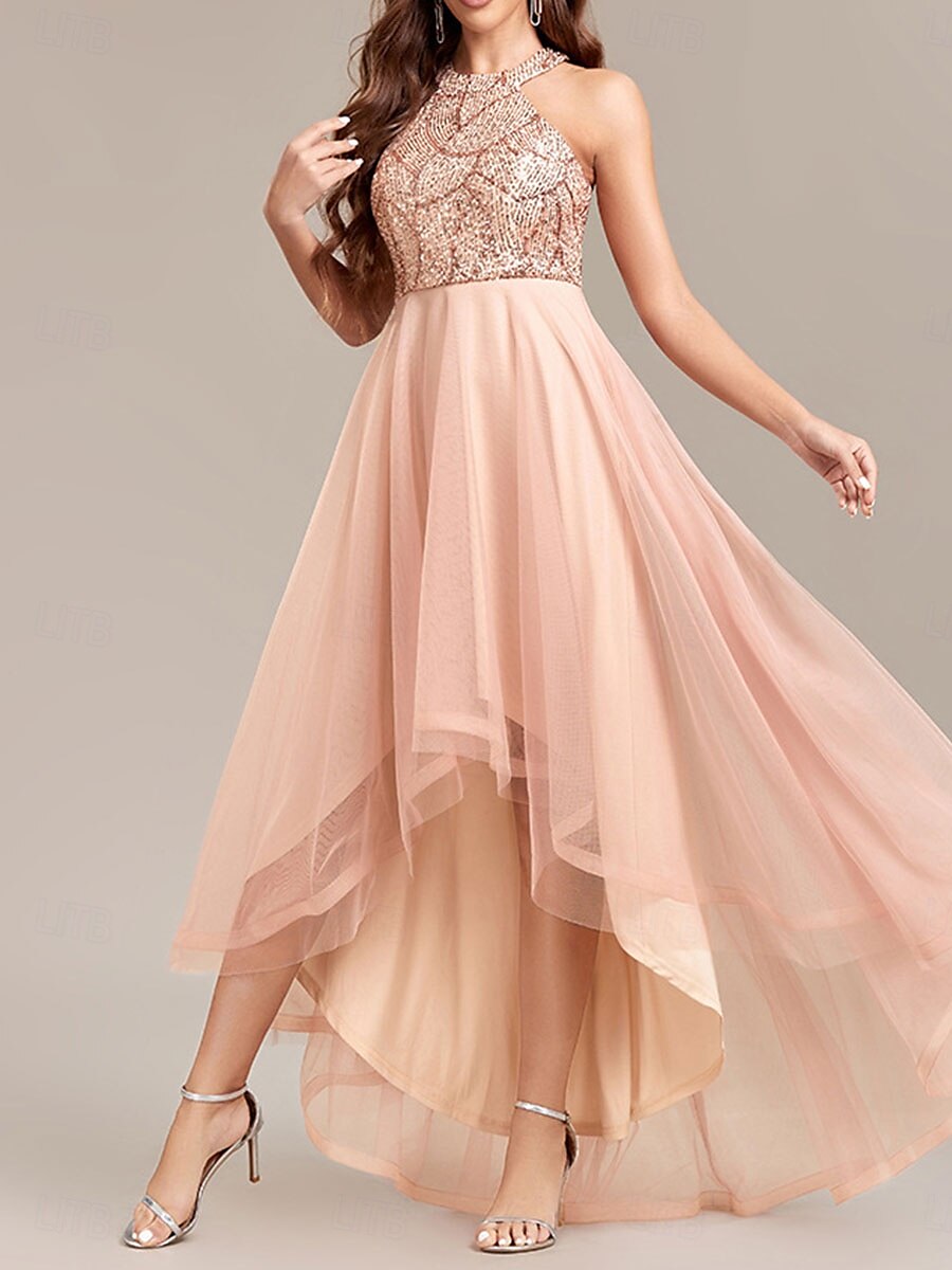 A-Line quinceanera šaty večerní šaty svatební svatební hosté podlahová délka bez rukávů halter krk bez zad s flitry derby šaty 2025 - $84.99 –P1