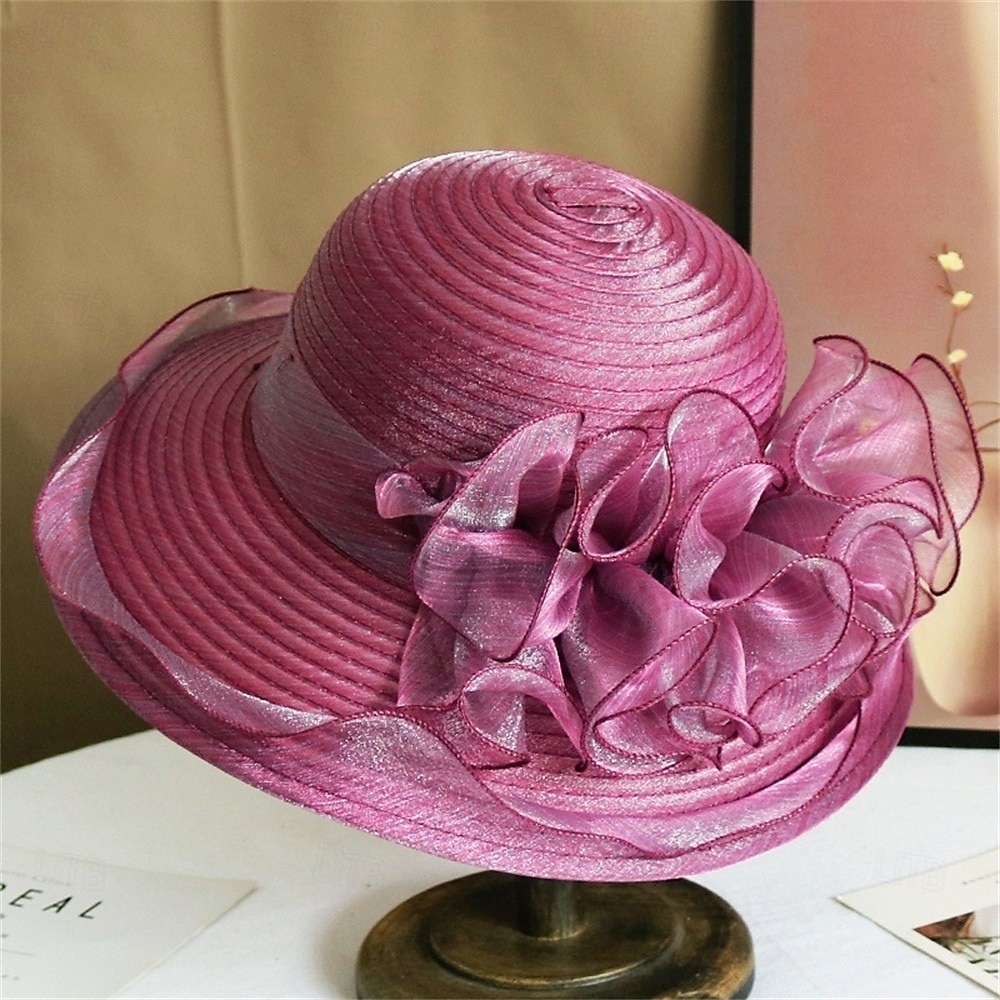 2026年 帽子 オーガンジー サンハット ウェディング ホリデーティーパーティー 競馬 カクテル エレガント ビンテージ かわいい 花のヘッドドレス 帽子  コレクション – $16.49 –P7