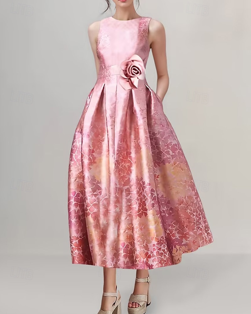A-Linjan cocktail-mekot tyylikäs mekko virallinen häät teen pituus olkaimeton jalokivikaula vaaleanpunainen mekko satiini kuviolta derby-mekot 2025 2025 - $179.99 –P1