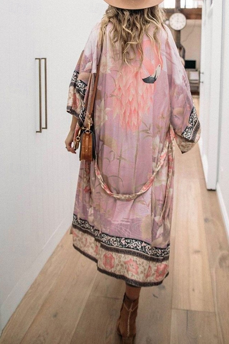 نسائي ملابس السباحة تغطية الجسم ملابس السباحة ربطة عنق أمامية استوائي ملابس الشاطئ زهور دوران رقبة حرف V دائري كم طويل بدلة سباحة 2026 - $22.99 –P10