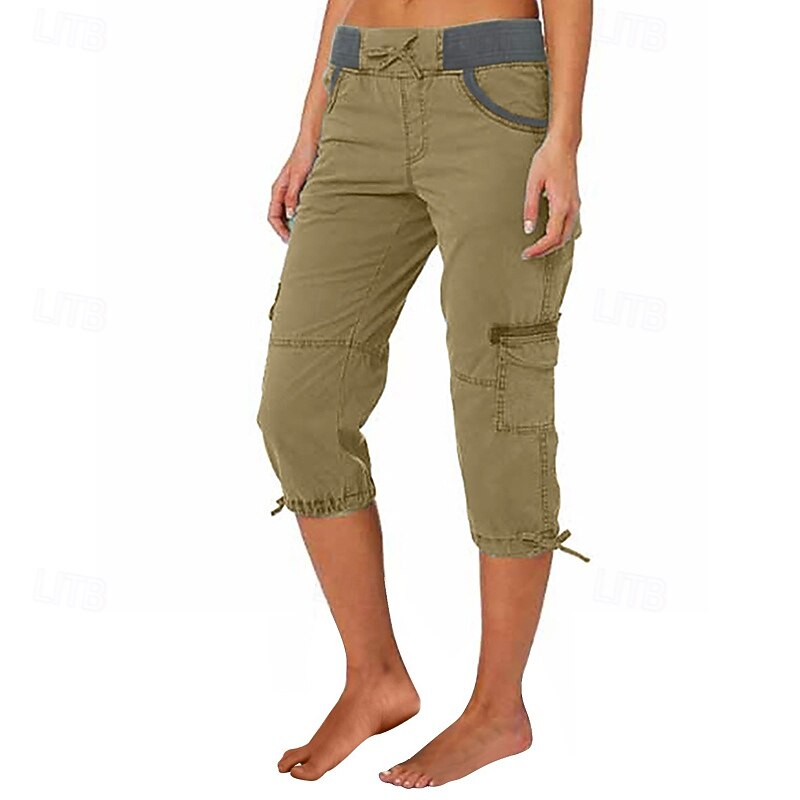 Per donna Pantaloni capri Pantaloni da paracadute Moda Streetwear Lunghezza al polpaccio Naturale Blocco di colori Coulisse Tasca Comodo All'aperto Confortevole Streetwear Uscire Rosso arancione del 2026 a $29.99 –P8
