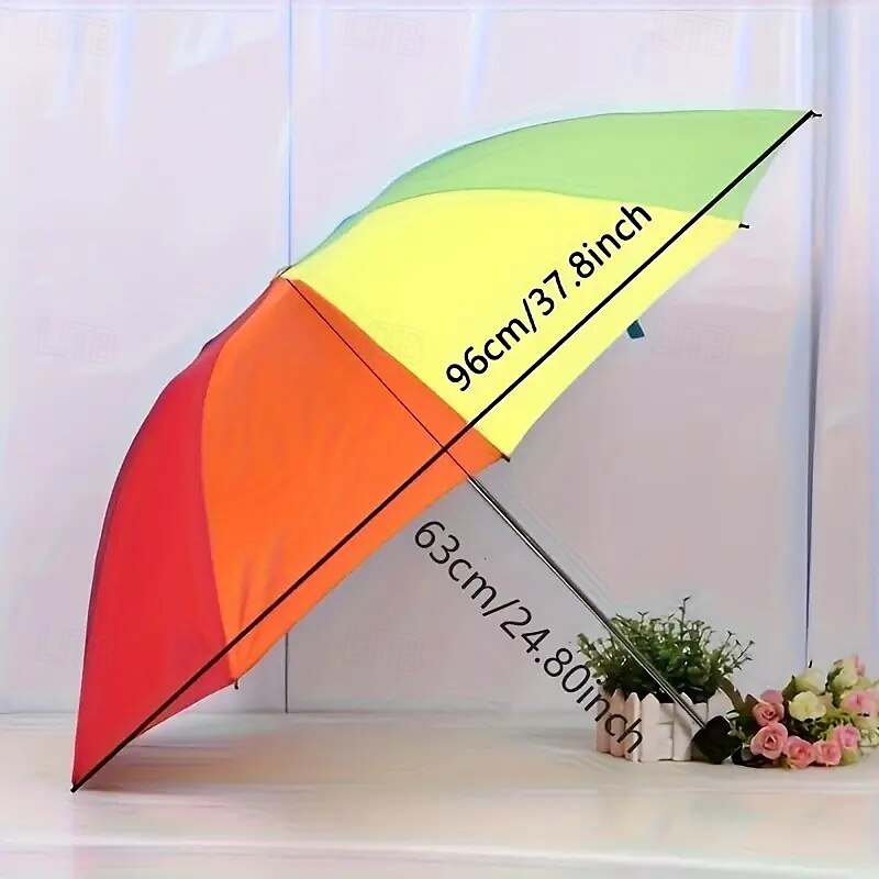 Waterproof Sunshade Rainbow Folding Umbrella Tri-fold Portable And Durable Polyester Material Outdoor Use Seven Colors 2025 - $23.99 –P6