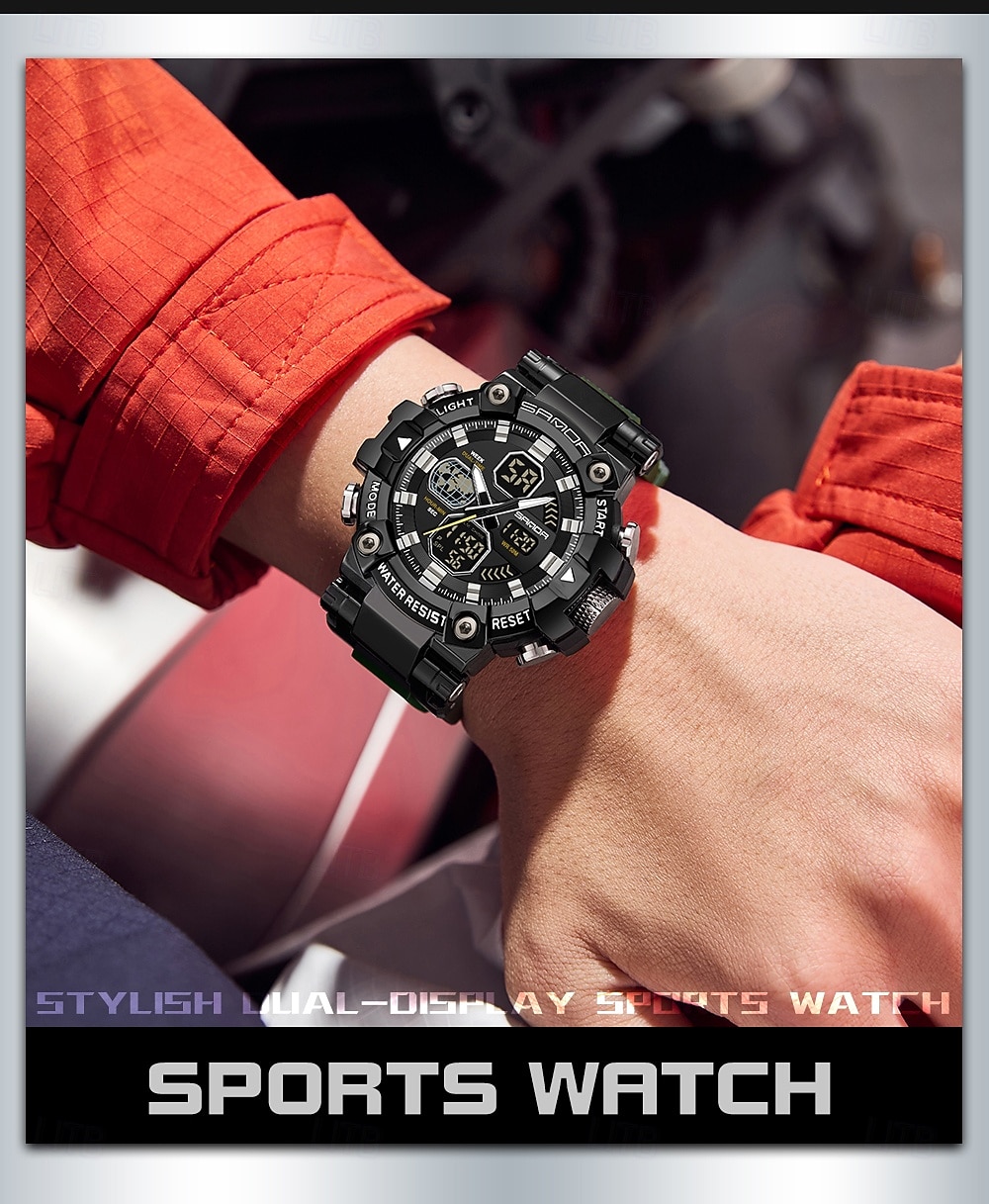 SANDA Men Digital Watch Large Dial Outdoor Sports Fashion Luminous Alarm Clock Calendar Chronograph Silicone Watch 2026 - $38.99 –P15