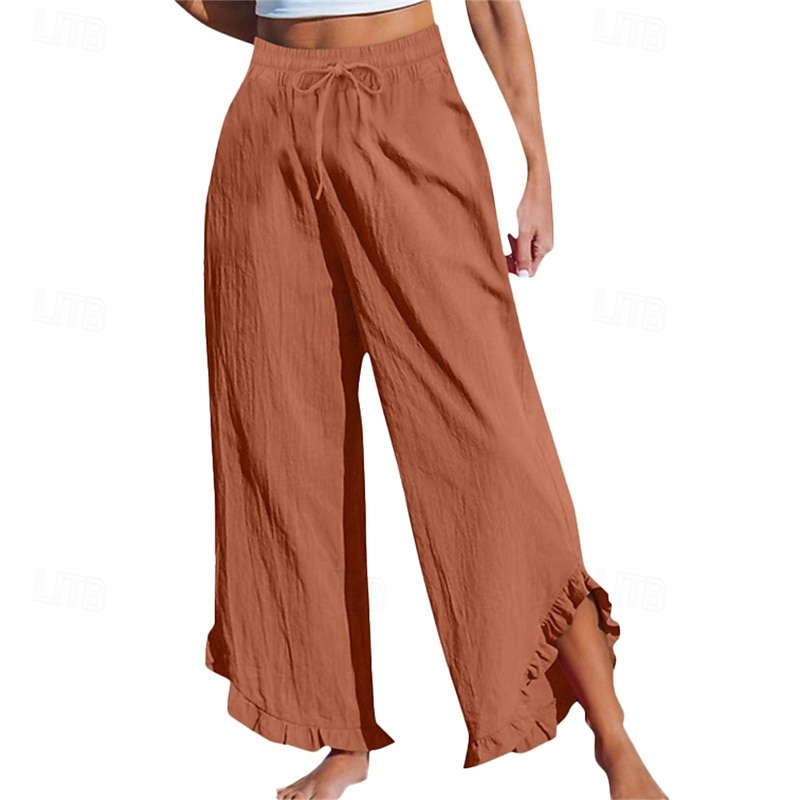 Mujer Pantalones cortos de lino y algodón Pantalones inspirados en el lino Pantalones de lino y algodón Ropa de calle Casual Longitud total Cintura Media Plano Asimétrico Diseño de cordón elástico 2025 - $23.99 –P9