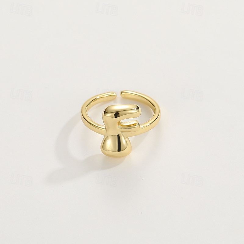 anello con lettera personalizzata, regalo per la mamma, anello con alfabeto regolabile placcato oro 18k, finitura liscia, anello iniziale a fascia aperta, gioielli eleganti per le donne del 2025 a $4.99 –P21