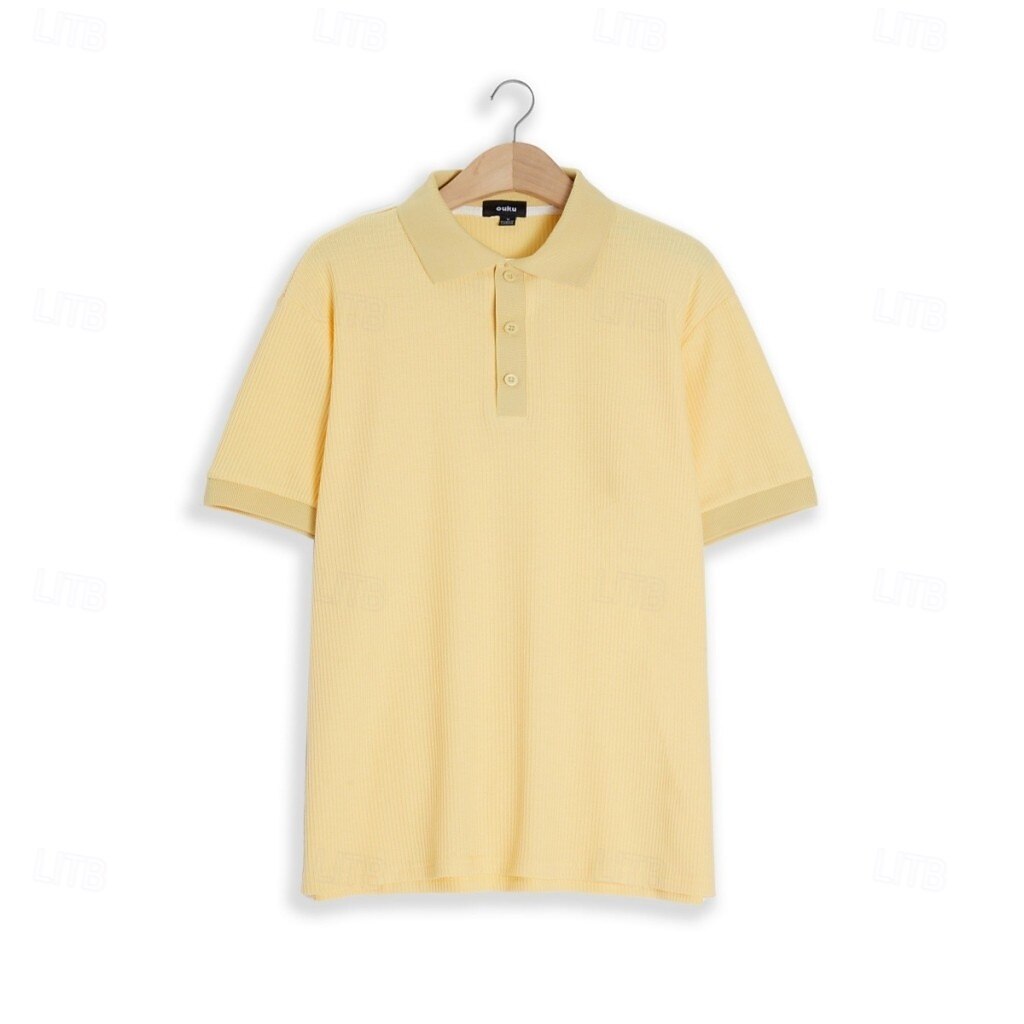 Pánské Waffle Polo košile Golfová košile Ležérní Dovolená Klopa Žebrovaný polo límec Krátký rukáv Módní Základní Bez vzoru Knoflíky Měkké Léto Jaro Běžný Bílá Žlutá Bordó Trávová zelená Khaki Šedá 2025 - $22.99 –P2