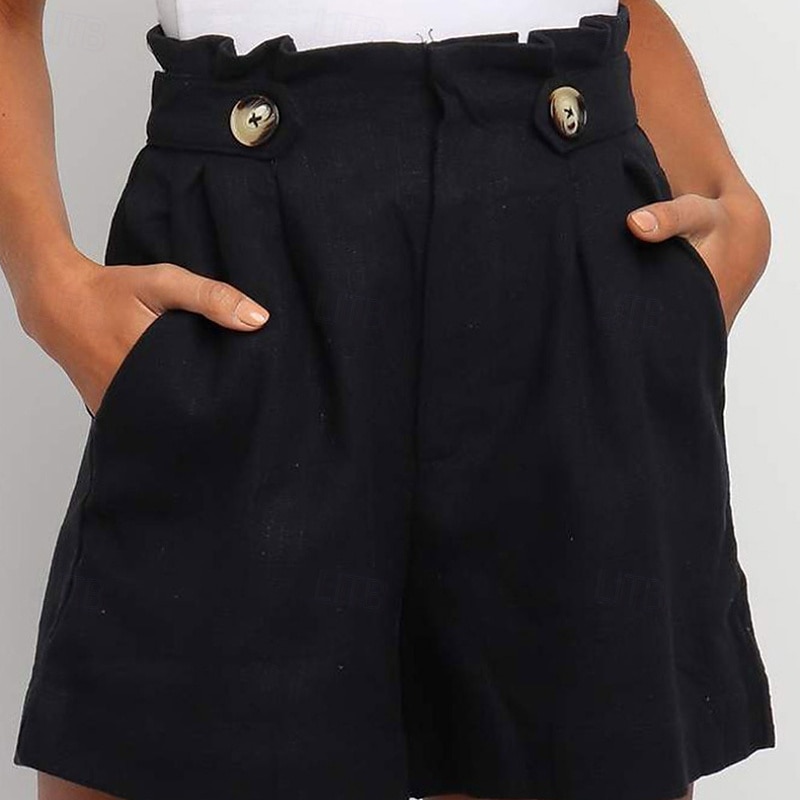 Pentru femei Pantaloni Scurți Pantaloni Șic Stradă Casual Scurt Natural Simplu Buzunar Respirabilitate Απαλό Comfortabil Micro-elastic În aer liber Vacanță Negru Alb Gri Deschis Cafea Vară Fit regulat 2025 - $20.99 –P5