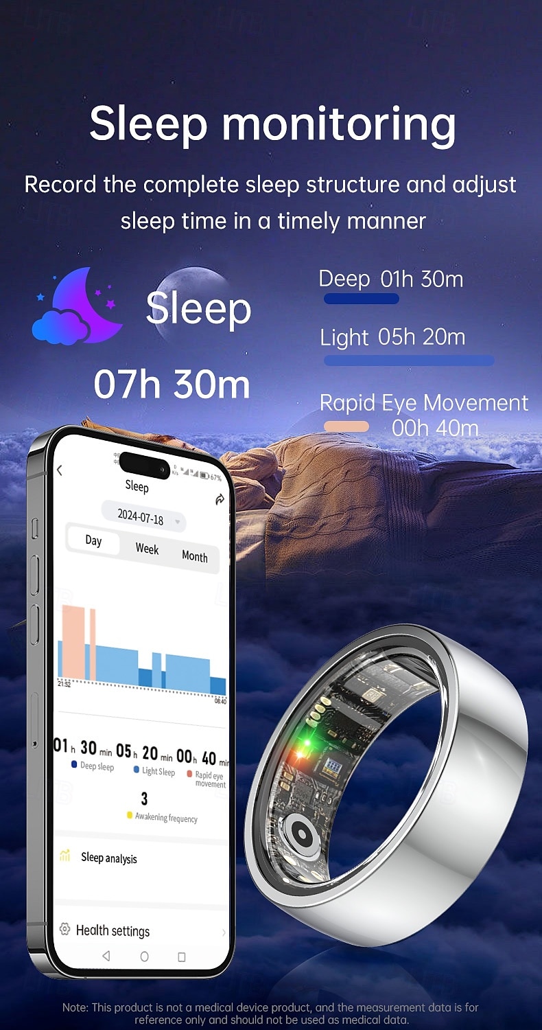 2025年 新しいスマートリング 心拍数 睡眠モニタリング 運動 ステップカウント リモートケア  コレクション – $42.99 –P9