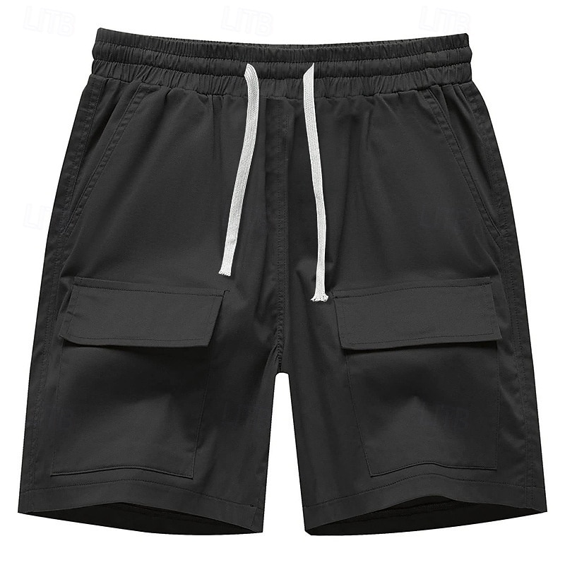 Homme Shorts cargo Shorts d'été Bermuda Short décontracté Cordon de serrage Multi-poches Jambe Droite Uni Respirant Évacuation de l'Humidité Longueur Genou Extérieur Occasionnel Course Mode Streetwear de 2025 ? $21.99 –P3