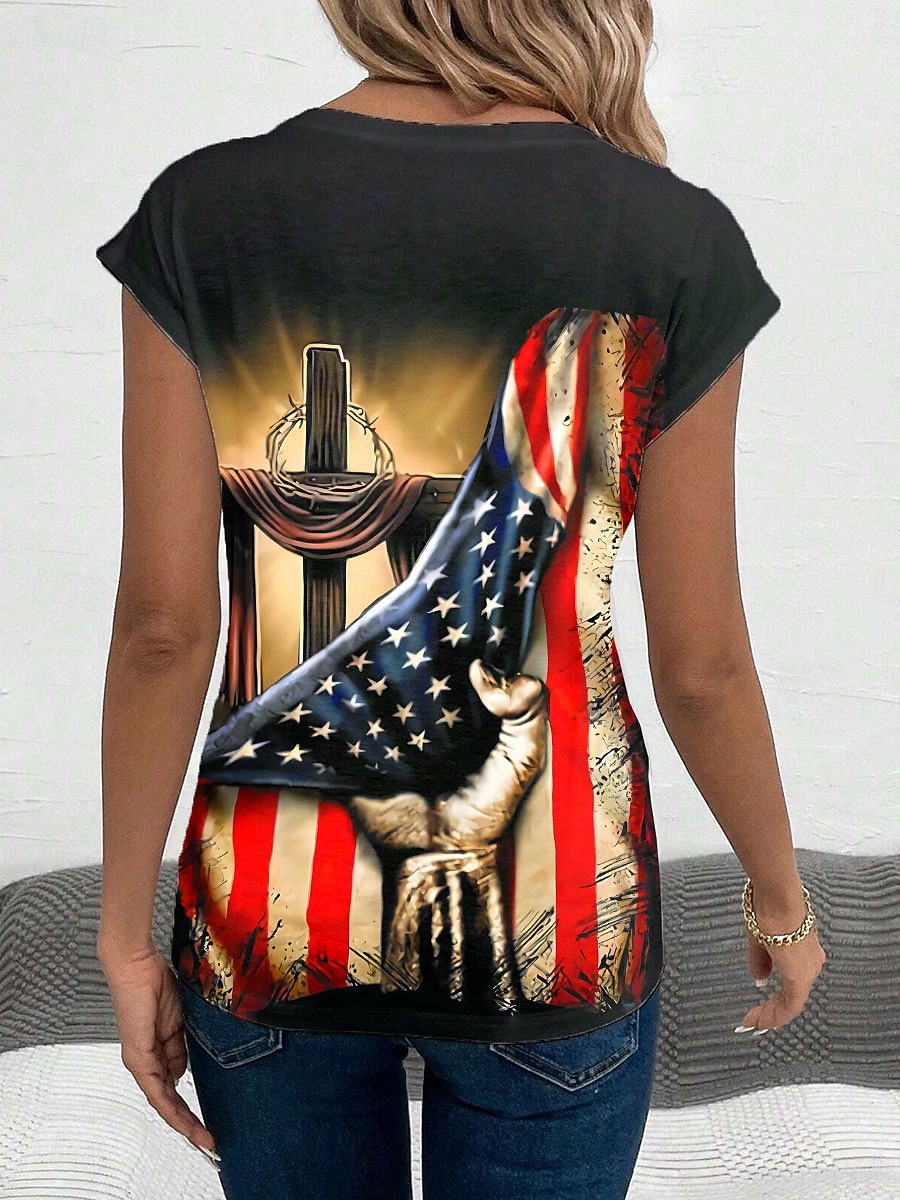 Giorno dell'Indipendenza Canotta Patriottica da Donna Grafica Bandiera Elegante Casual Senza Maniche Collo a V Top Regolari Stampa Quotidiana Nera Estate del 2026 a $19.99 –P2