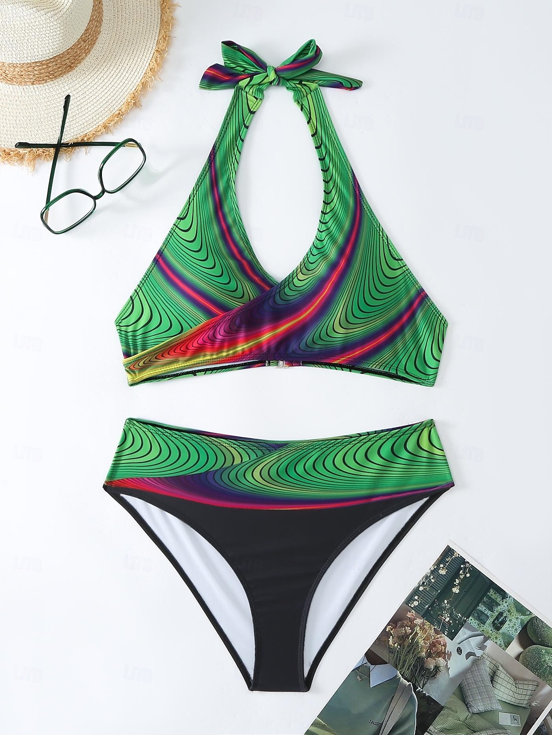 Women's Plus Size Swimwear Bikini Tankini 2 Piece Cheeky Swimsuit Deep V Push Up Knitted Stylish Beach Wear Leopard Color Block Plunge Sleeveless Bathing Suits 2025 - $23.99 –P3