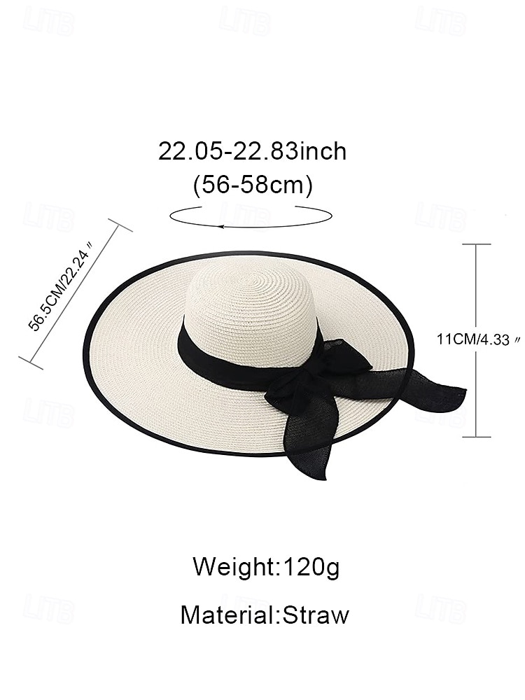 Elegant Wide Brim Sun Hat for Women – Summer Beach Straw Hat with Black Bow, UV Protection, Foldable Floppy Hat for Vacations, Garden Parties and Outdoor Travel 2026 - $34.99 –P9