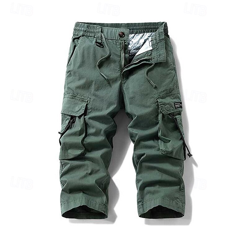 Per uomo Pantaloncini Cargo Capri Pantaloni capri Coulisse Elastico in vita Multi-tasche Semplice Comodità Indossabile Lunghezza al polpaccio All'aperto Sport Quotidiano Moda Casual Nero Cachi del 2025 a $36.99 –P10