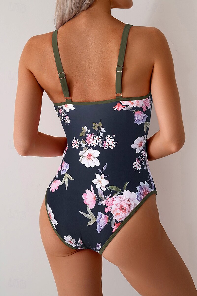 Femmes Maillots de Bain Une Pièce Maillot de bain Dos nu Tenues de plage Été Léopard Fleur Fil en V Sans manches Maillots de bain de 2025 ? $22.99 –P8