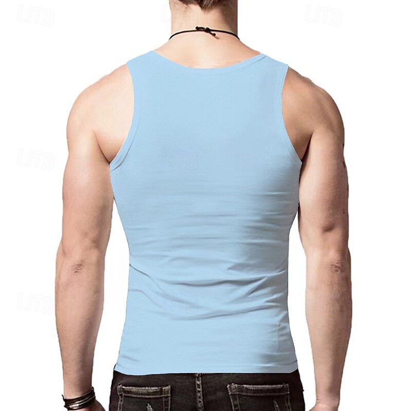 Homens Malha Íntima Top de colete Camiseta Interior camisa sem manga Sem Manga Gola Redonda Verão Tecido Moda Designer Básico Clássico Férias Rua Para Noite Preto Branco Vinho Top Tee para Homens de 2025 por $11.99 –P20