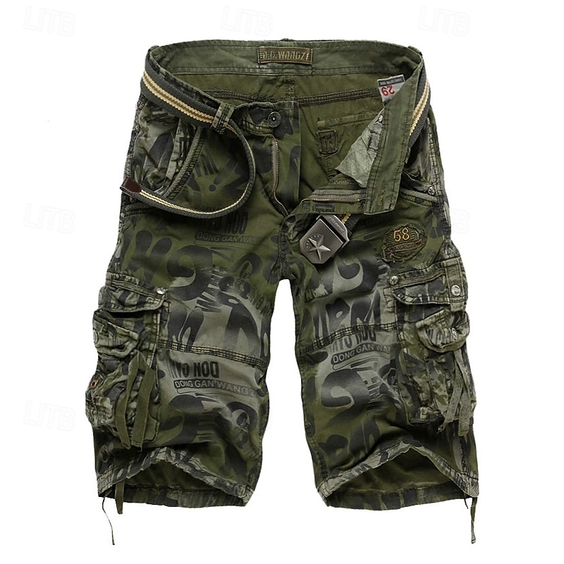 Herren Capri-Cargo-Shorts Caprihose Shorts mit Camouflage-Muster Mehrere Taschen Button-Down Klappentasche Tarnung Komfort tragbar Wadenlang Outdoor Sport Täglich Mode Lässig Blau Armeegrün 2025 - $30.99 –P6