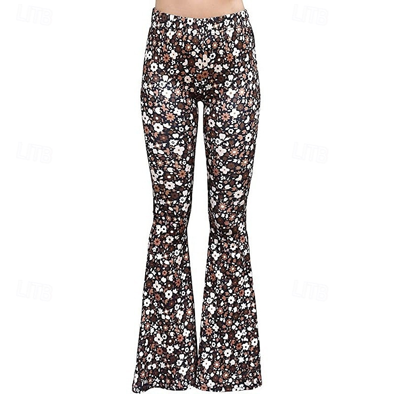 Retro Vintage 1960s Hippie Long Length Dude Funk Bell Bottom Pants Hippie Disco Printing Fit & Flare Women's Carnival Costume Carnival Daily Wear Pride Parade Pride Month Adults' Pants Spring & Summer 2025 - $17.49 –P5