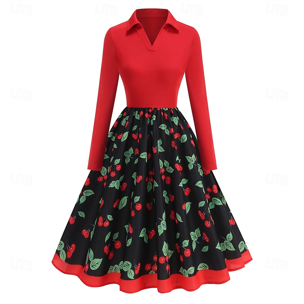 Retró 1950-es Rockabilly Ruhák Swing ruha Cseresznye Női Farsang Álarcos mulatság Hétköznapi viselet Felnőttek Ruha Hazatérő ruhák 2025 - $25.99 –P1