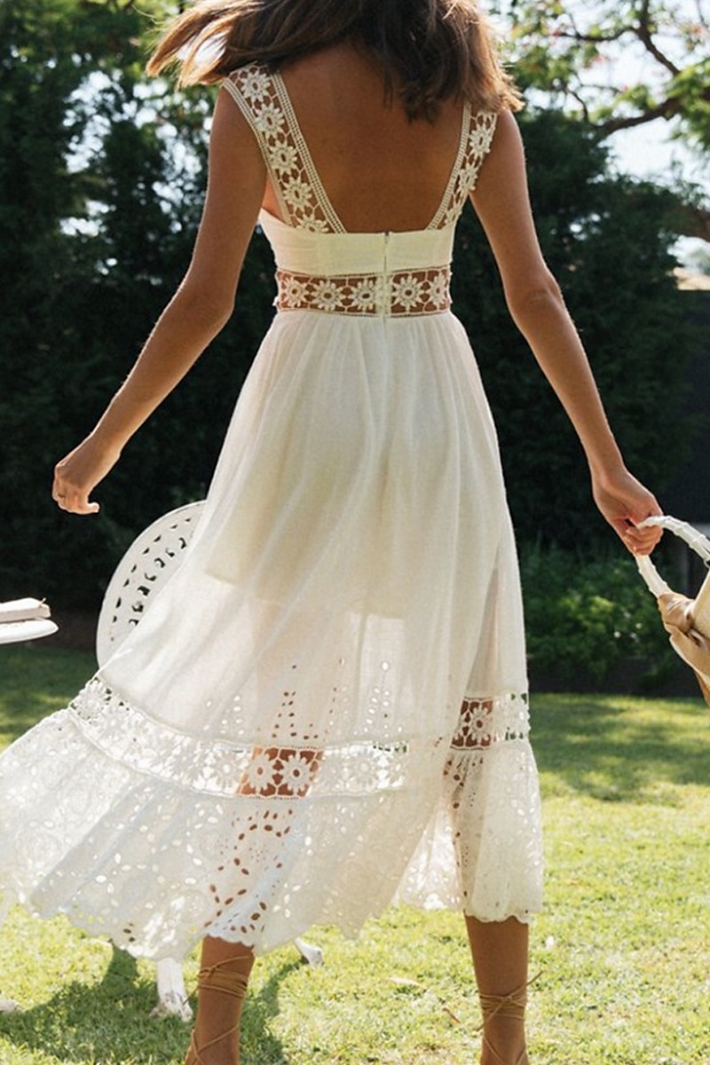 Women's Midi Dress White Dress Graduation Dress Elegant Fashion Modern Vacation Birthday Going out Regular Fit Plain Sleeveless U Neck White Summer 2025 - $32.99 –P14