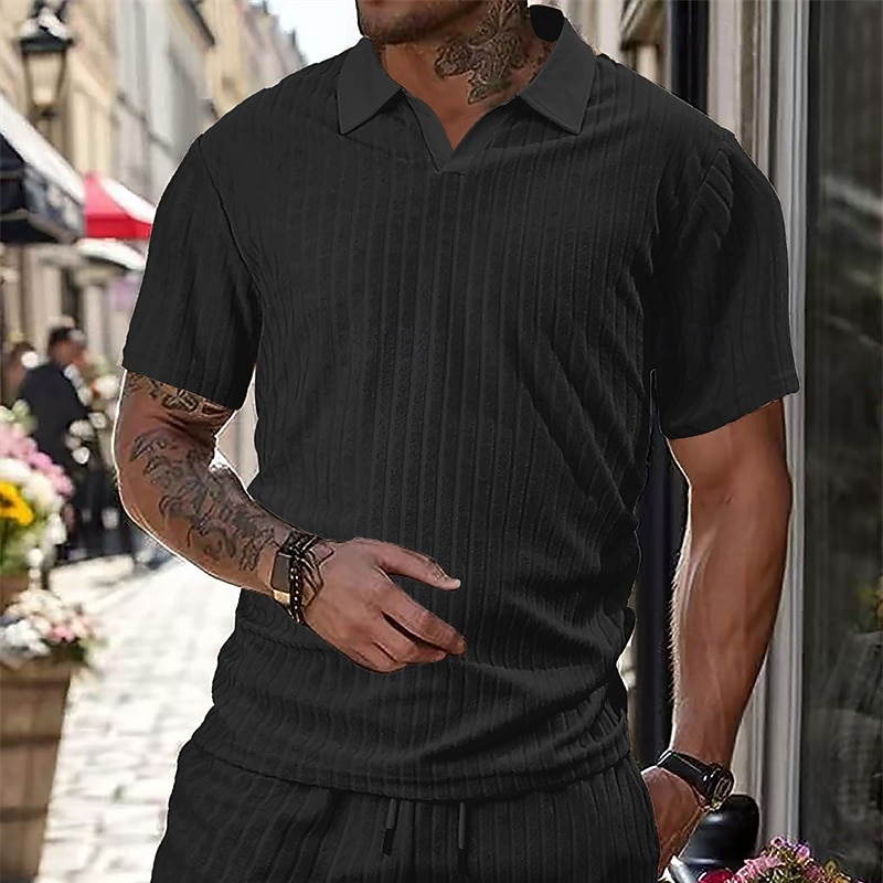 Herren Golfshirt Golf Poloshirts Lässig Arbeit Revers Kurzarm Basic Modern Einfach Jacquard Sommer Frühling Normale Passform Weiß Wein Marineblau Khaki Golfshirt 2026 - $20.99 –P6