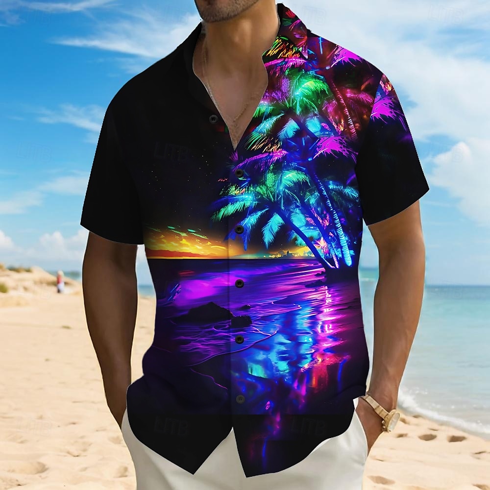 Miesten Kookospuu Trooppiset kasvit Paita Havaiji paita Button Up paita Lyhythihainen Havaijilainen Loma Pyhäpäivä Ranta-asut Kesä Sänkyjen avaus 3D-tulostus kauluspaidat Edessä yksi tasku Musta 2025 - $23.99 –P1
