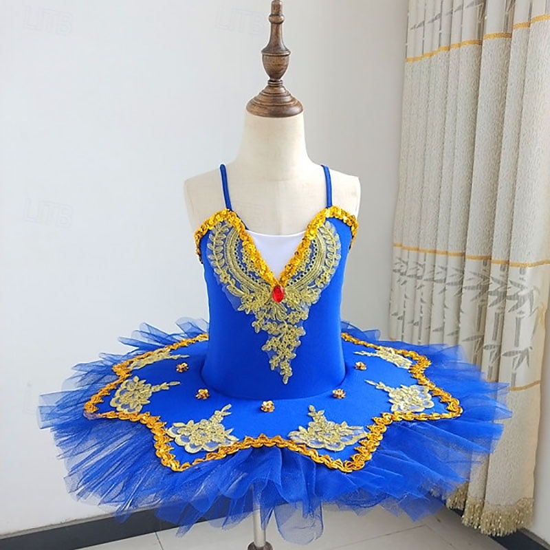 Tutu Dress Dress Rhinestone Lace Embroidery Girls' Performance Training Sleeveless High Mesh Spandex 2025 - $38.99 –P2