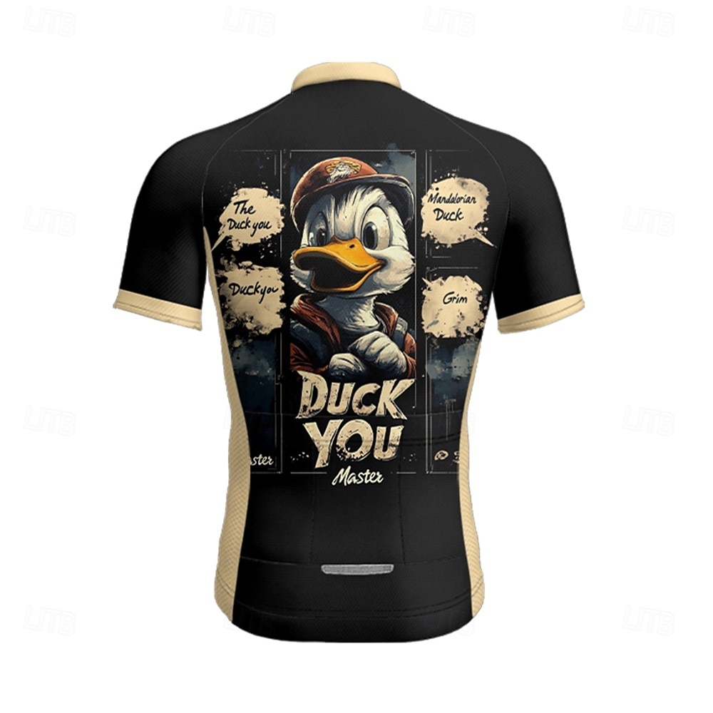 Bărbați Jersey de ciclism Manșon scurt Bicicletă Tricou Tee Jerseu cu 3 buzunare spate Ciclism montan Respirabil Uscare rapidă Proiectare anatomică Wicking Roz Închis Negru Alb Animal Desene Animate 2025 - $25.99 –P13